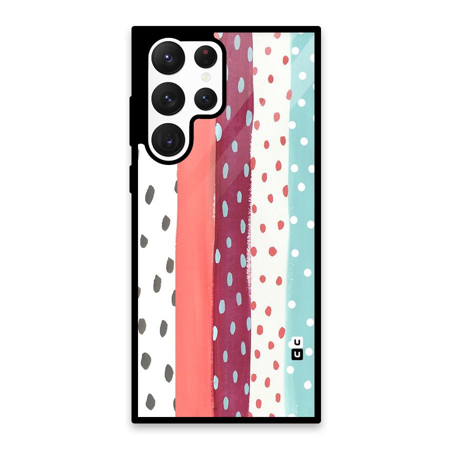 Polka Brush Art Glass Back Case for Galaxy S22 Ultra 5G