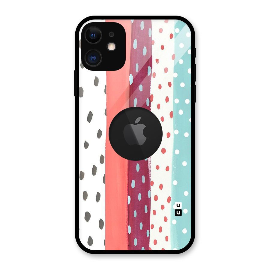 Polka Brush Art Glass Back Case for iPhone 11 Logo Cut