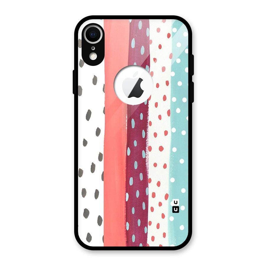 Polka Brush Art Glass Back Case for iPhone XR Logo Cut