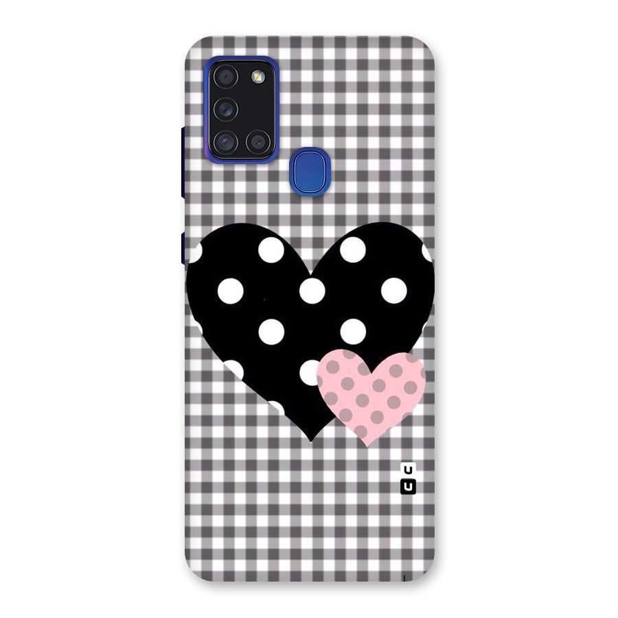 Polka Check Hearts Back Case for Galaxy A21s