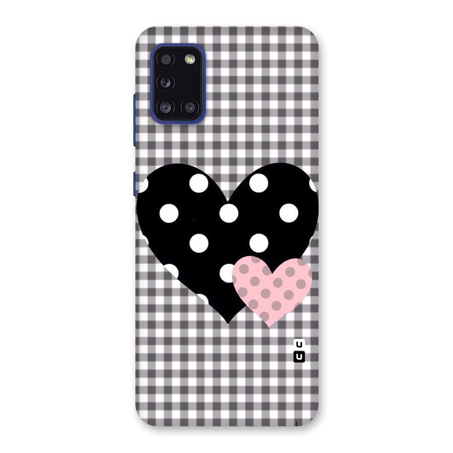 Polka Check Hearts Back Case for Galaxy A31