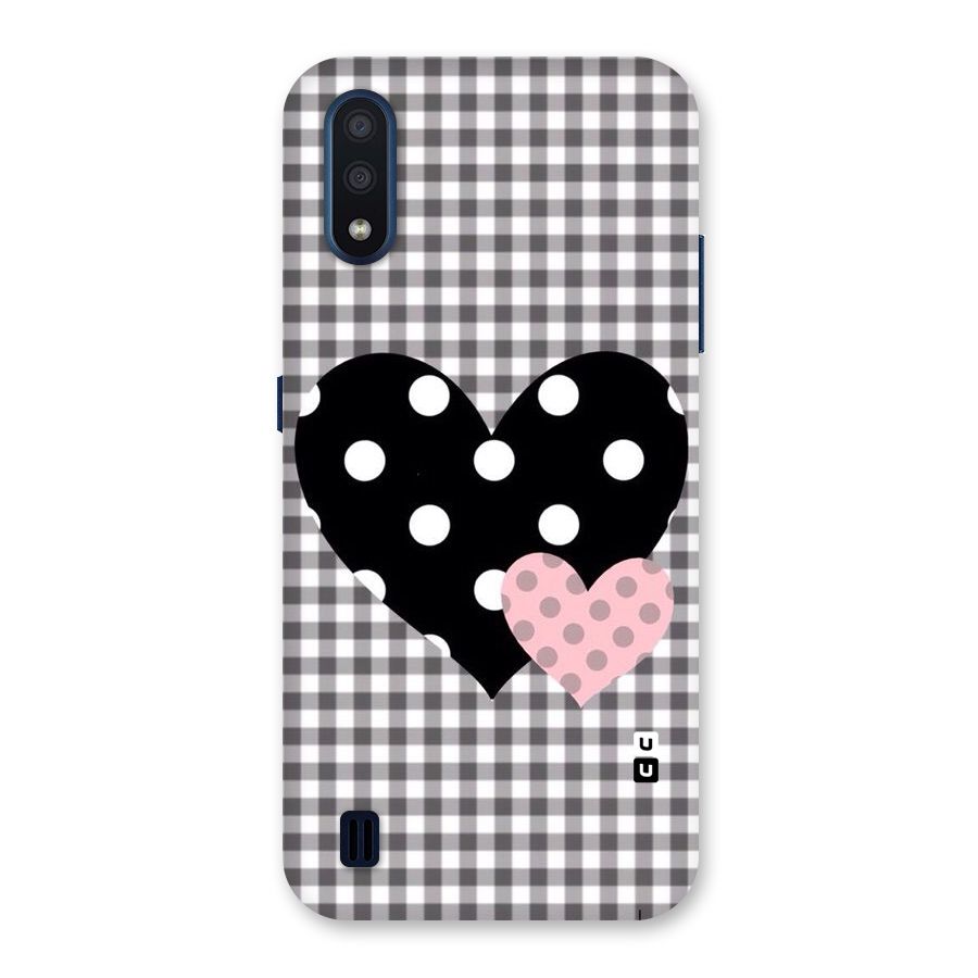 Polka Check Hearts Back Case for Galaxy M01