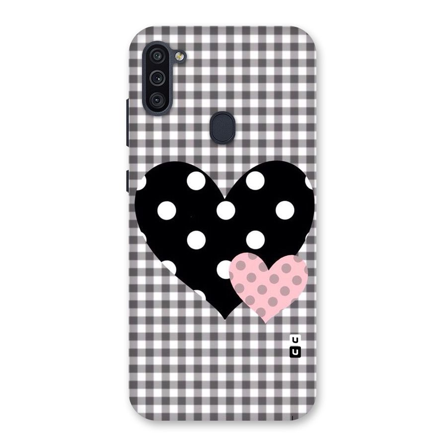 Polka Check Hearts Back Case for Galaxy M11