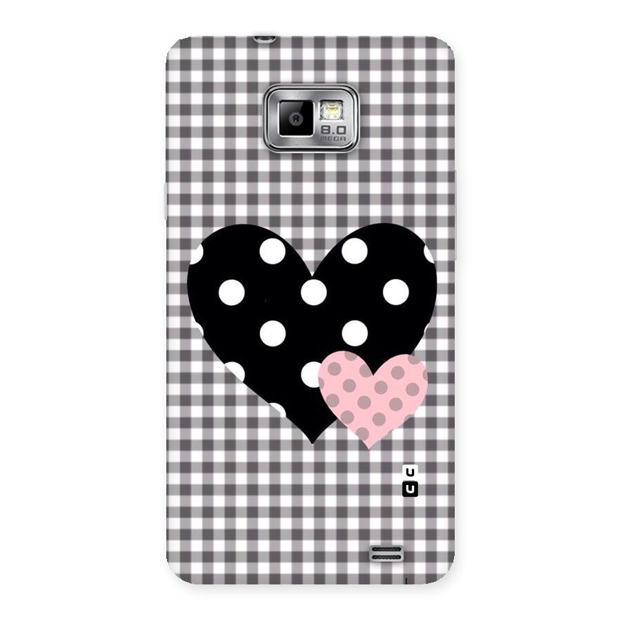 Polka Check Hearts Back Case for Galaxy S2
