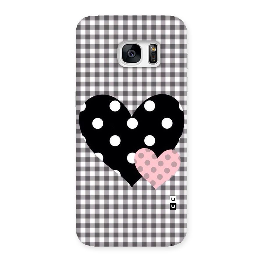 Polka Check Hearts Back Case for Galaxy S7 Edge