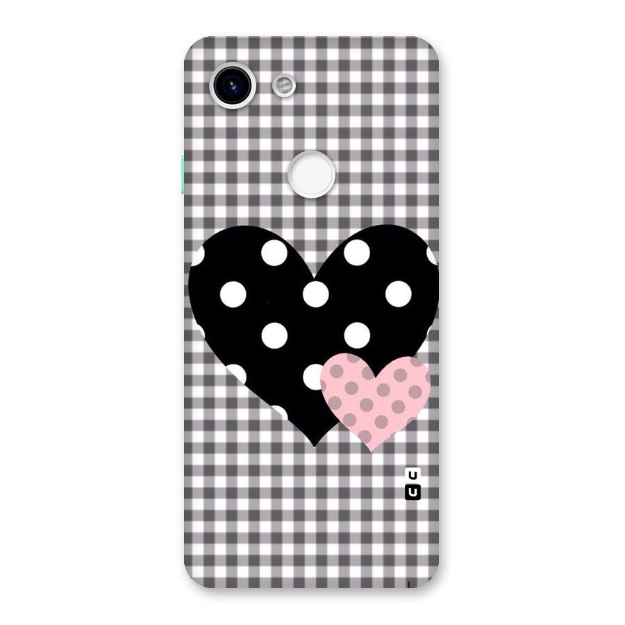 Polka Check Hearts Back Case for Google Pixel 3
