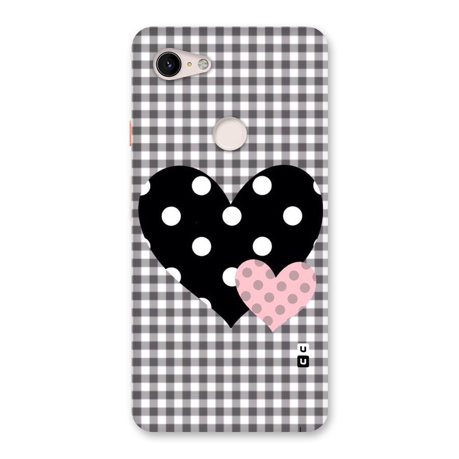 Polka Check Hearts Back Case for Google Pixel 3 XL