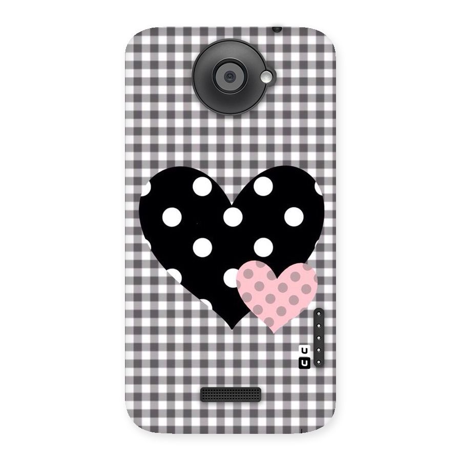 Polka Check Hearts Back Case for HTC One X