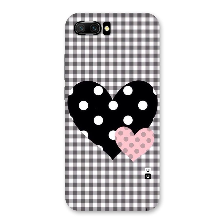 Polka Check Hearts Back Case for Honor 10