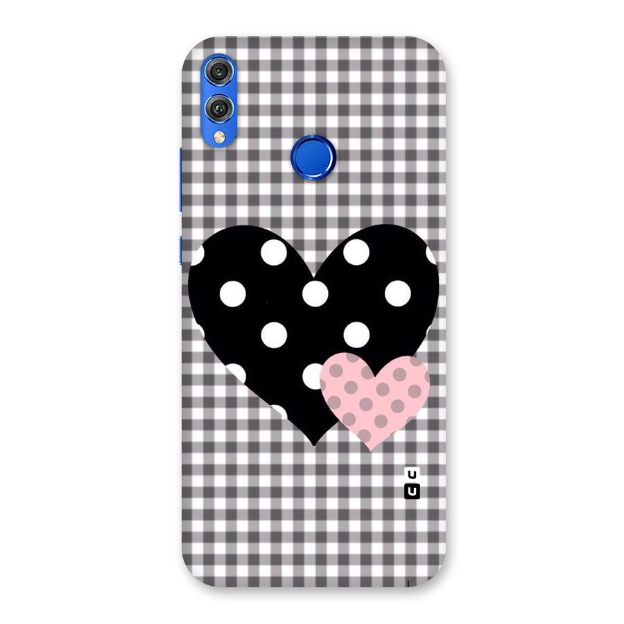 Polka Check Hearts Back Case for Honor 8X
