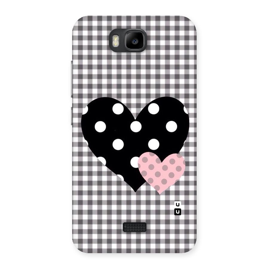 Polka Check Hearts Back Case for Honor Bee