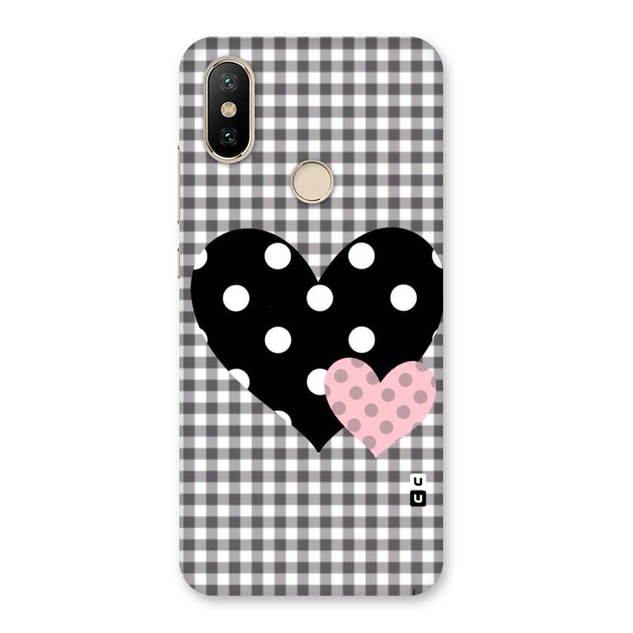 Polka Check Hearts Back Case for Mi A2