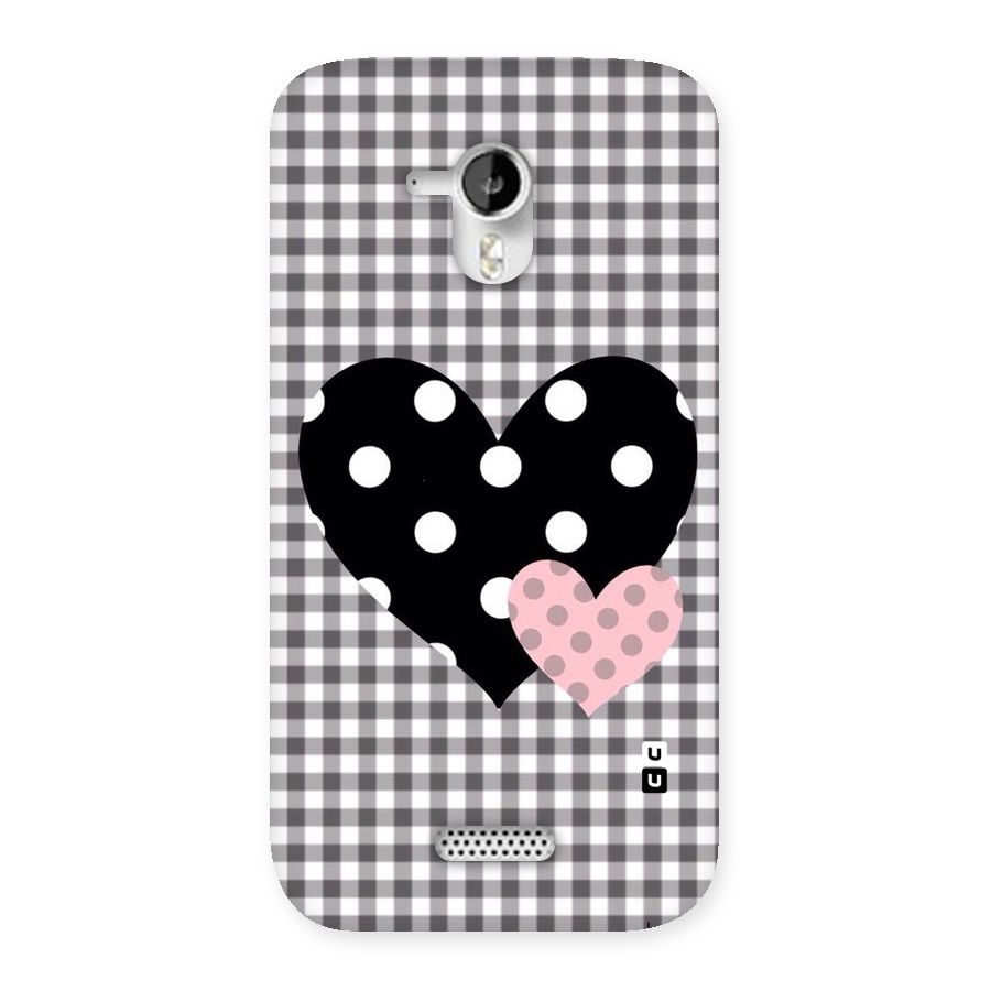 Polka Check Hearts Back Case for Micromax Canvas HD A116