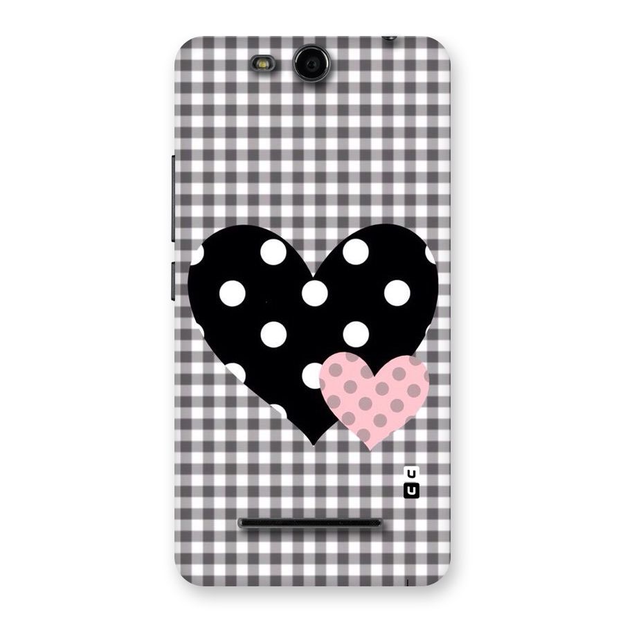 Polka Check Hearts Back Case for Micromax Canvas Juice 3 Q392