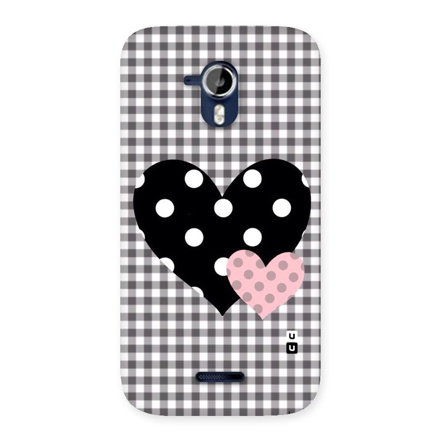 Polka Check Hearts Back Case for Micromax Canvas Magnus A117