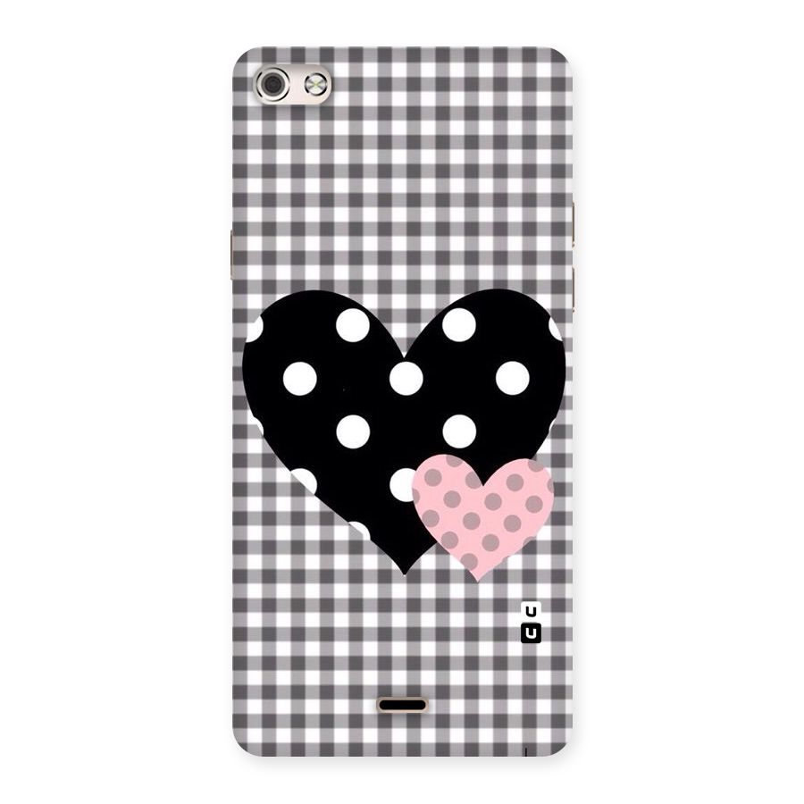 Polka Check Hearts Back Case for Micromax Canvas Silver 5