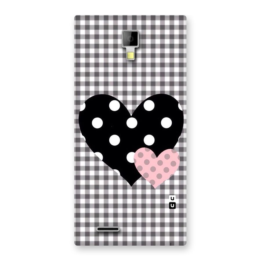 Polka Check Hearts Back Case for Micromax Canvas Xpress A99
