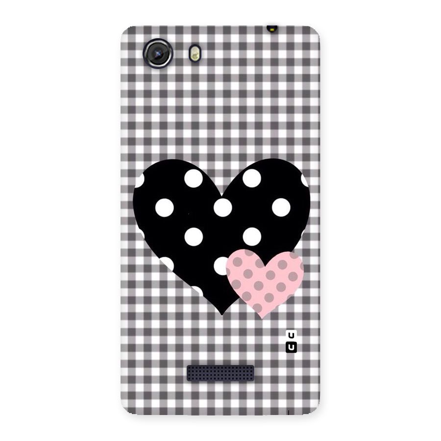 Polka Check Hearts Back Case for Micromax Unite 3