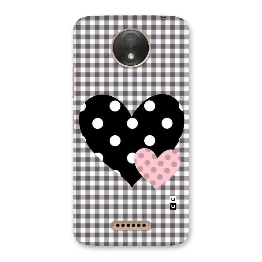 Polka Check Hearts Back Case for Moto C Plus