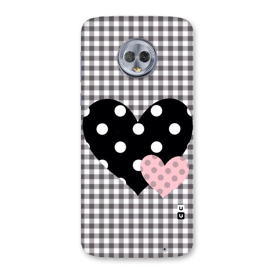 Polka Check Hearts Back Case for Moto G6 Plus