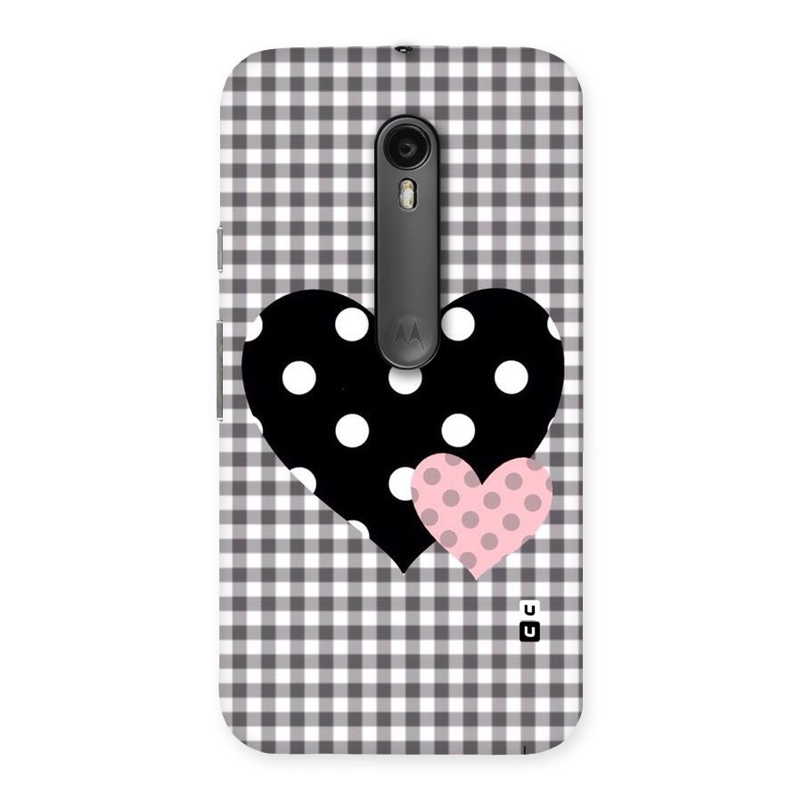 Polka Check Hearts Back Case for Moto G Turbo