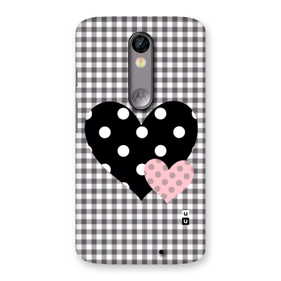 Polka Check Hearts Back Case for Moto X Force