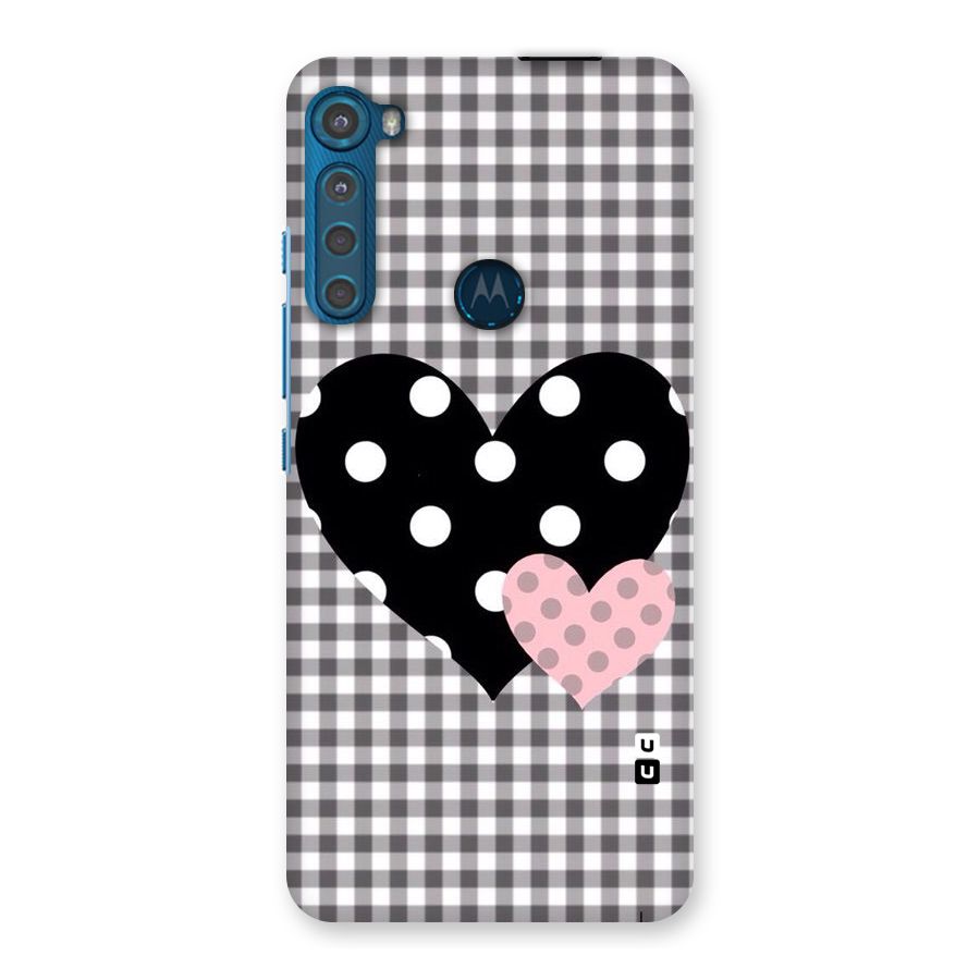 Polka Check Hearts Back Case for Motorola One Fusion Plus