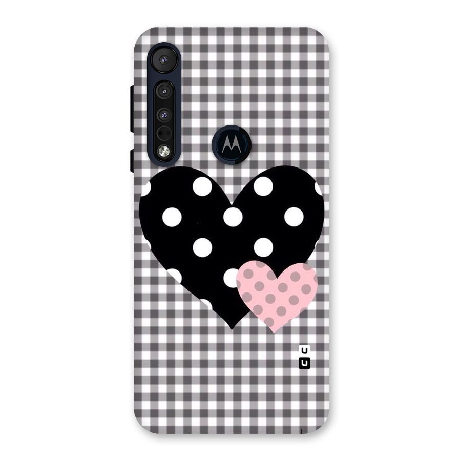 Polka Check Hearts Back Case for Motorola One Macro