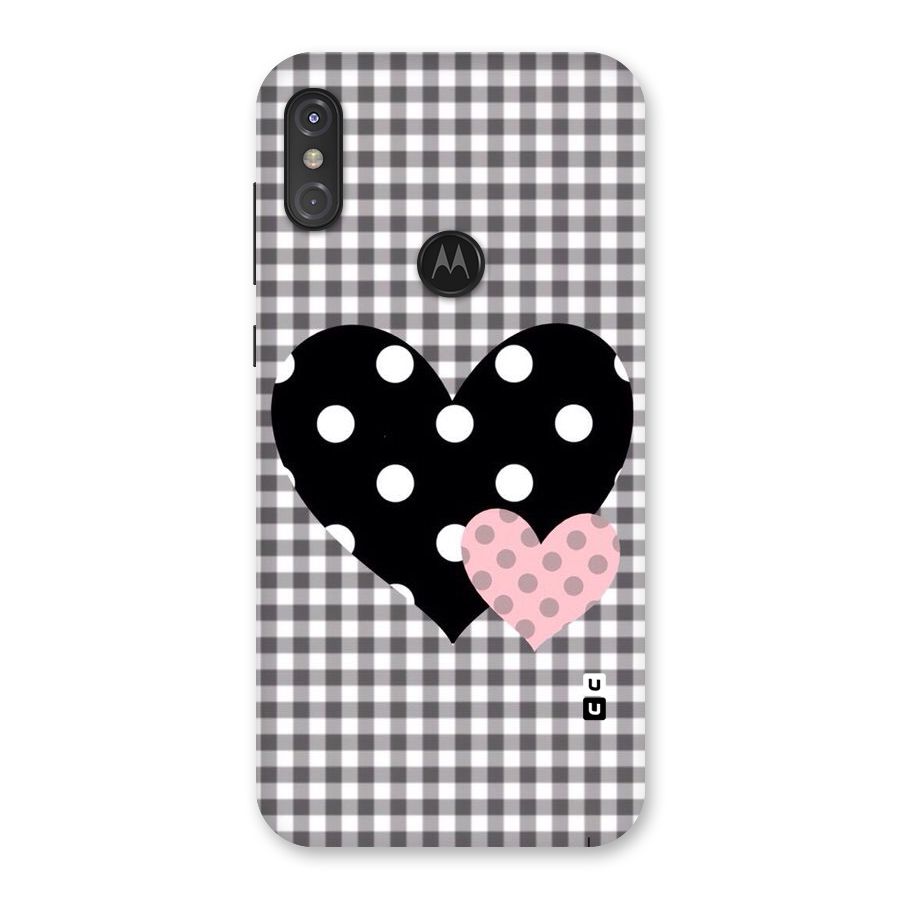 Polka Check Hearts Back Case for Motorola One Power