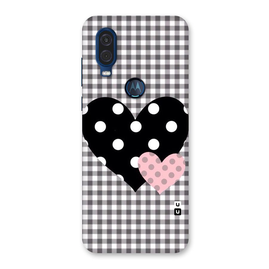 Polka Check Hearts Back Case for Motorola One Vision