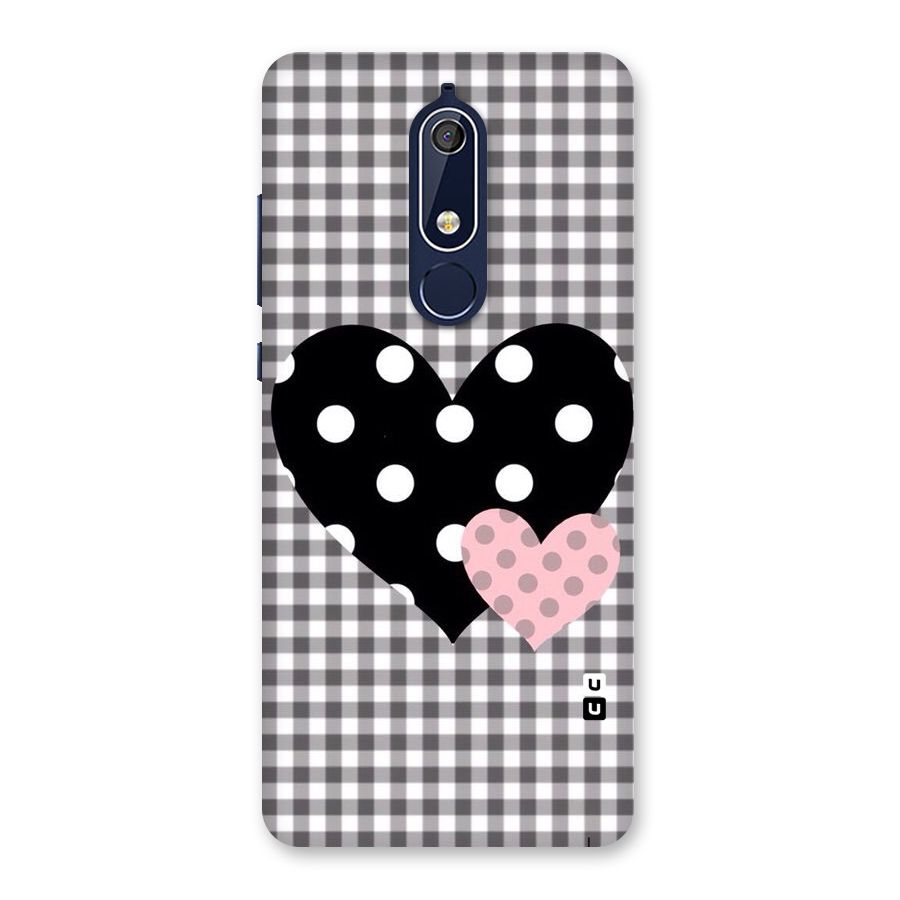 Polka Check Hearts Back Case for Nokia 5.1