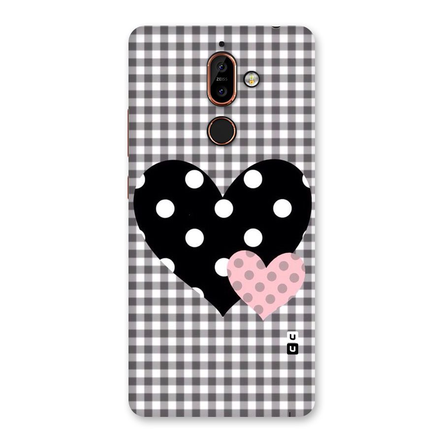 Polka Check Hearts Back Case for Nokia 7 Plus