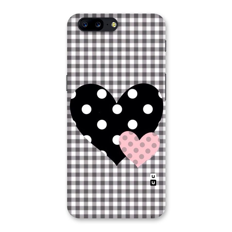 Polka Check Hearts Back Case for OnePlus 5