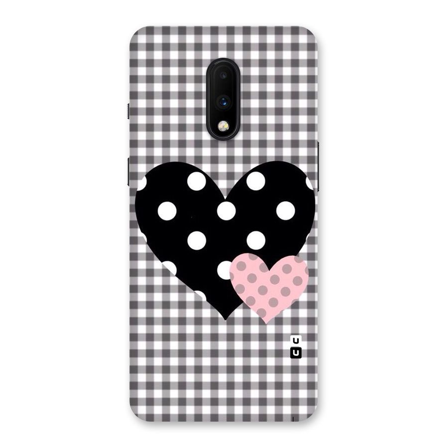 Polka Check Hearts Back Case for OnePlus 7