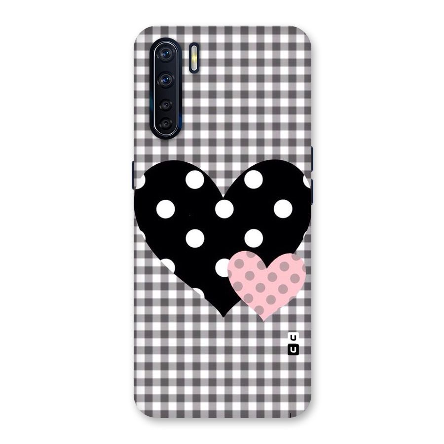 Polka Check Hearts Back Case for Oppo F15