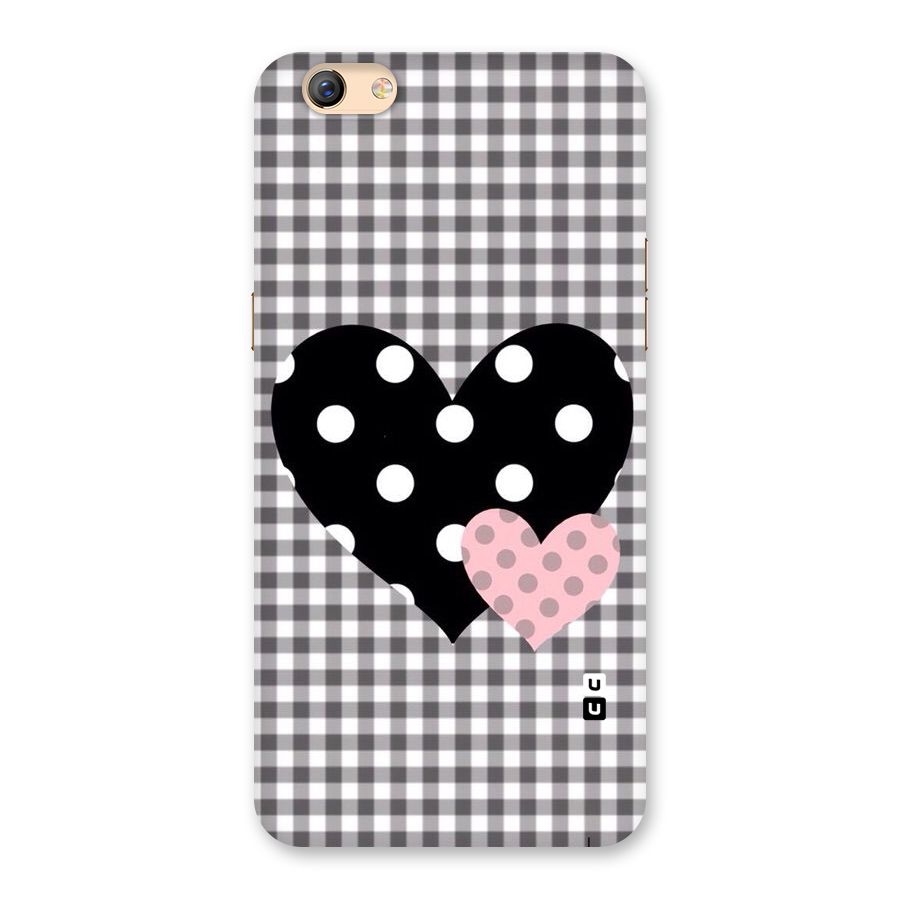 Polka Check Hearts Back Case for Oppo F3 Plus