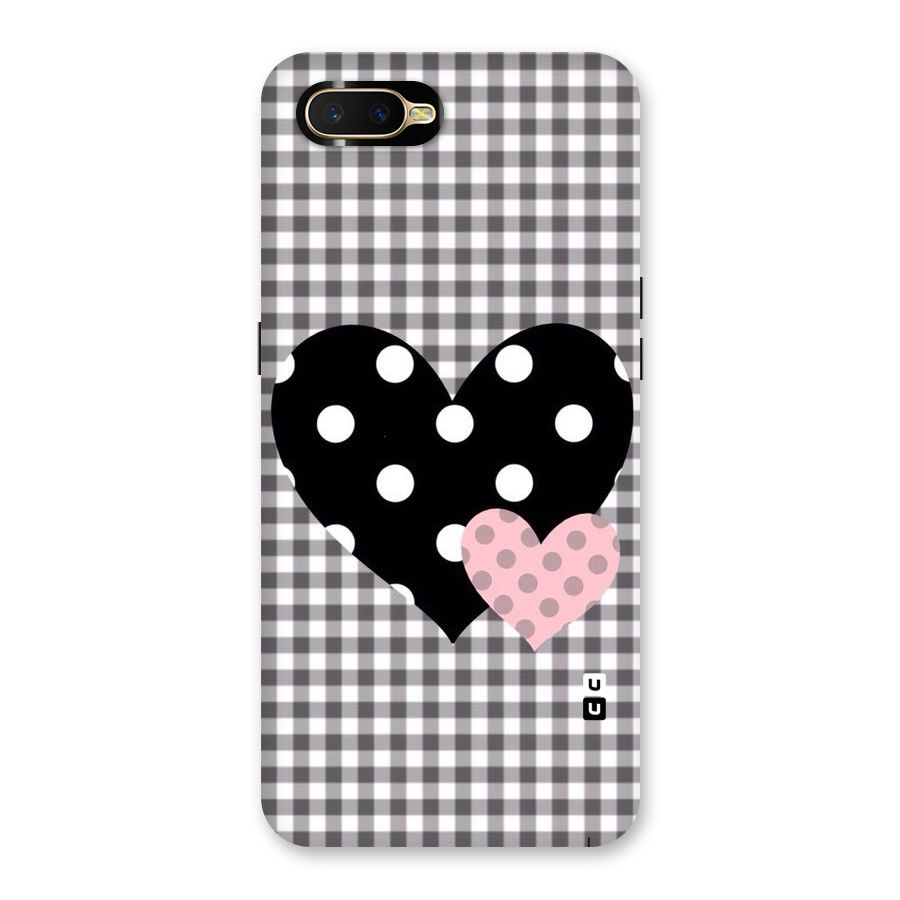 Polka Check Hearts Back Case for Oppo K1