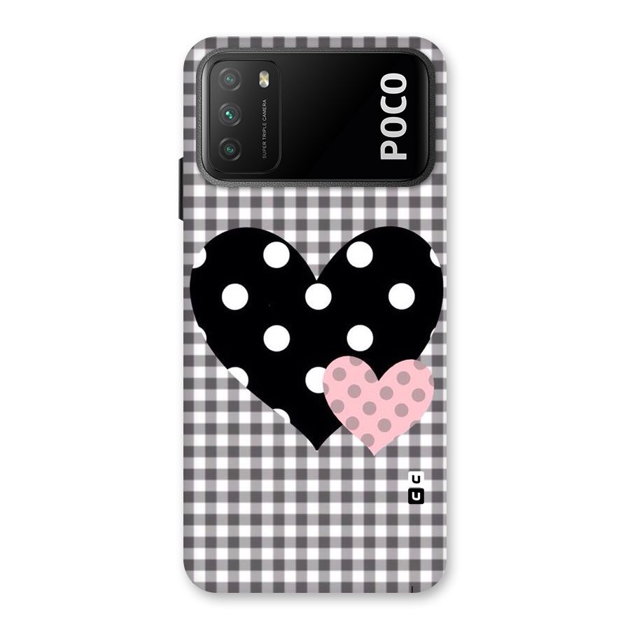 Polka Check Hearts Back Case for Poco M3