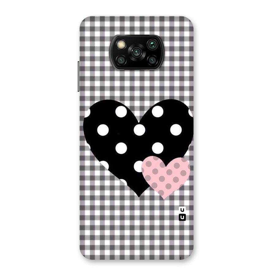 Polka Check Hearts Back Case for Poco X3