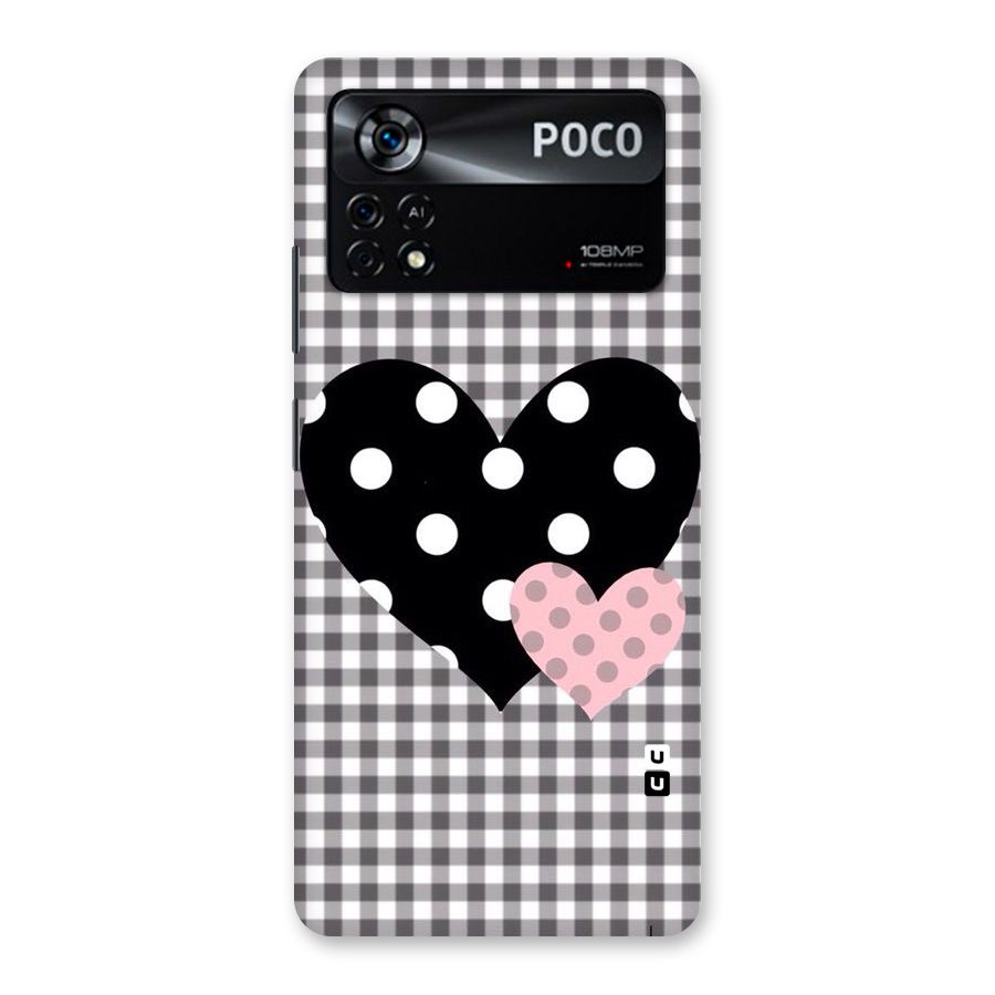 Polka Check Hearts Back Case for Poco X4 Pro 5G