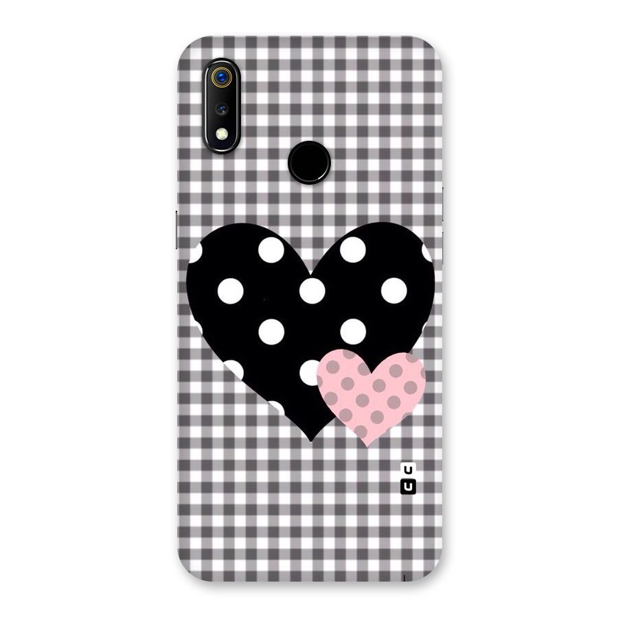 Polka Check Hearts Back Case for Realme 3