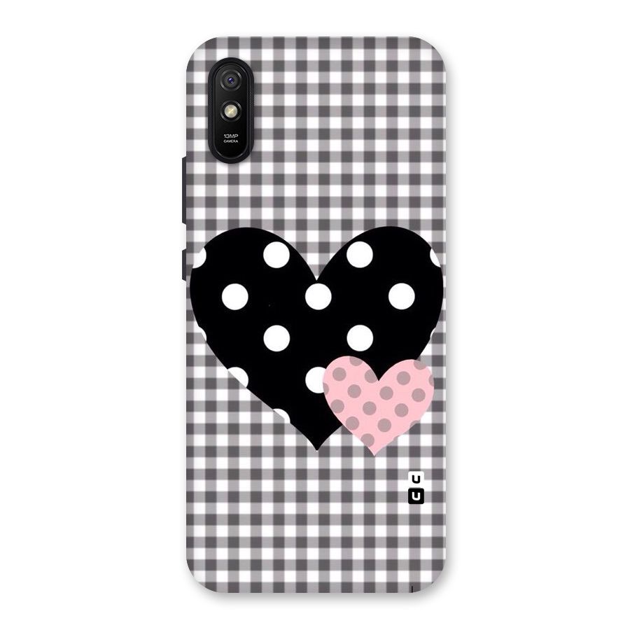 Polka Check Hearts Back Case for Redmi 9i