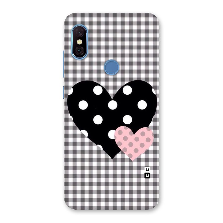 Polka Check Hearts Back Case for Redmi Note 6 Pro