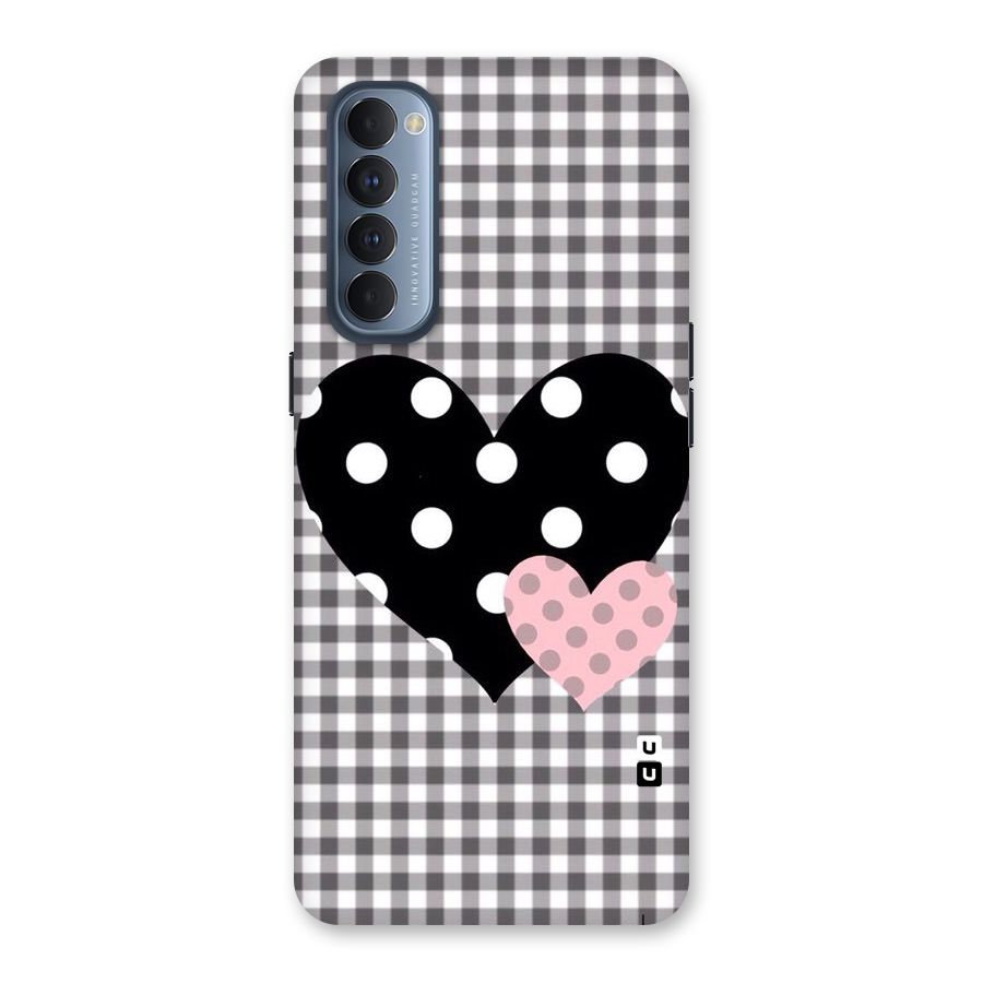 Polka Check Hearts Back Case for Reno4 Pro