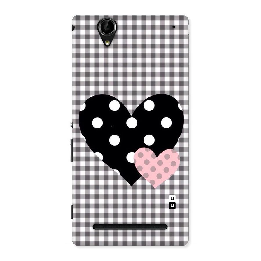 Polka Check Hearts Back Case for Sony Xperia T2