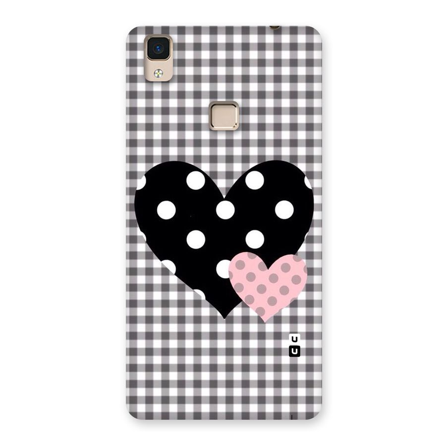 Polka Check Hearts Back Case for V3 Max
