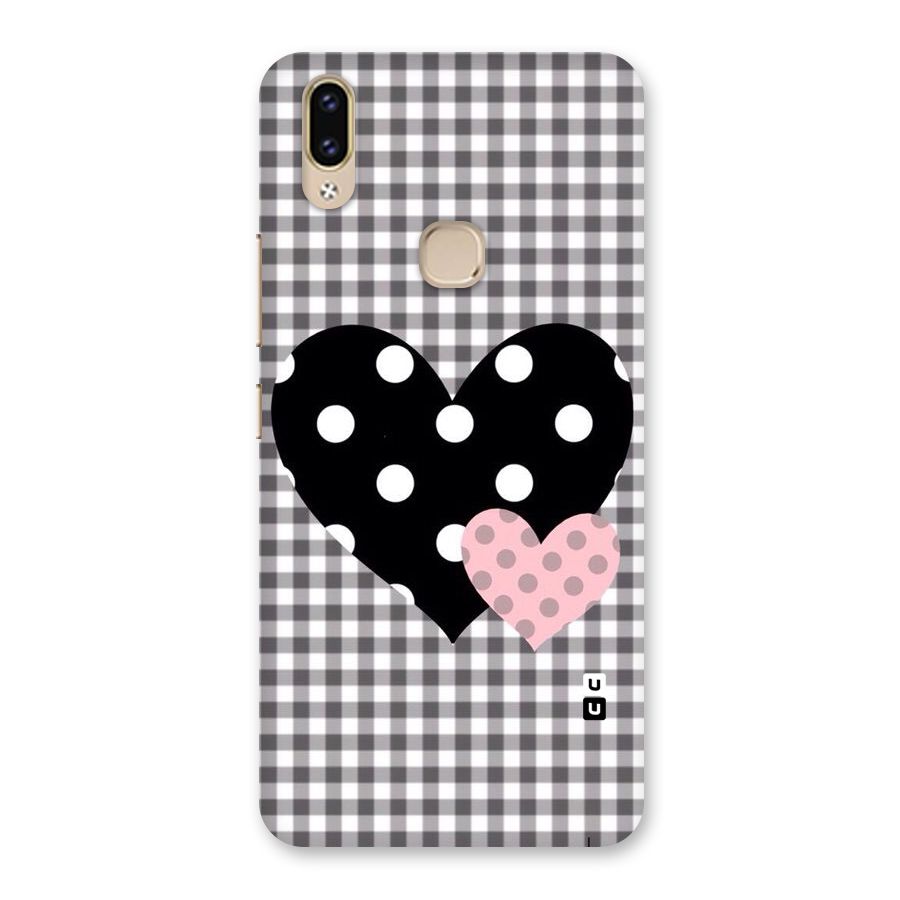 Polka Check Hearts Back Case for Vivo V9 Youth