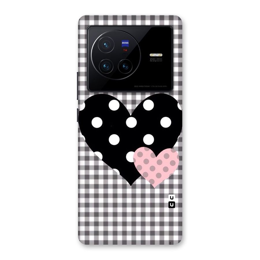 Polka Check Hearts Back Case for Vivo X80