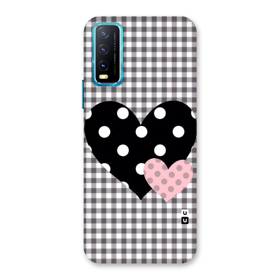 Polka Check Hearts Back Case for Vivo Y20