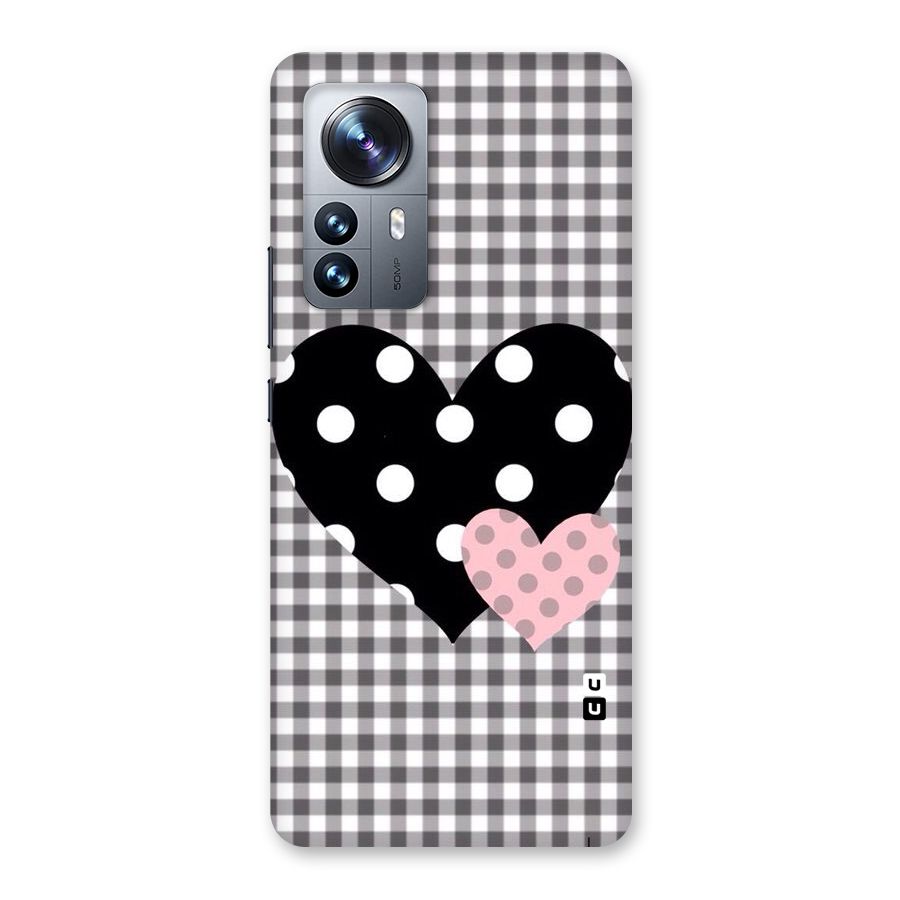 Polka Check Hearts Back Case for Xiaomi 12 Pro